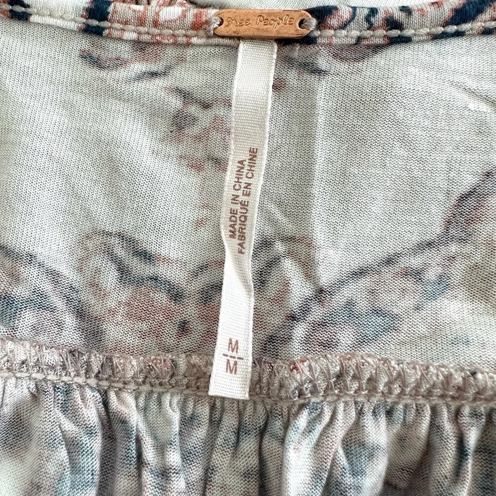 Free People Fiona Paisley Faux Wrap Top Boho Bell Sleeve Surplice Blouse Size M